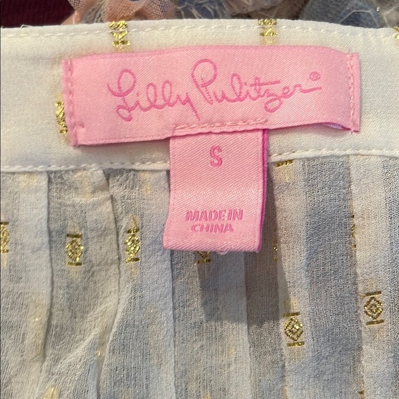 Chic LILLY PULITZER White and Gold Women's Silk Blouse SZ sm - Picture 5 of 6